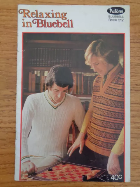 Vintage Patons Knitting Pattern #312 - Relaxing In Bluebell-Mens Vests, Jumpers