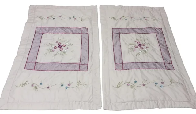 Juego de 2 fundas de almohada bordadas púrpura floral 39""x 23"" almohada cuerpo rectangular