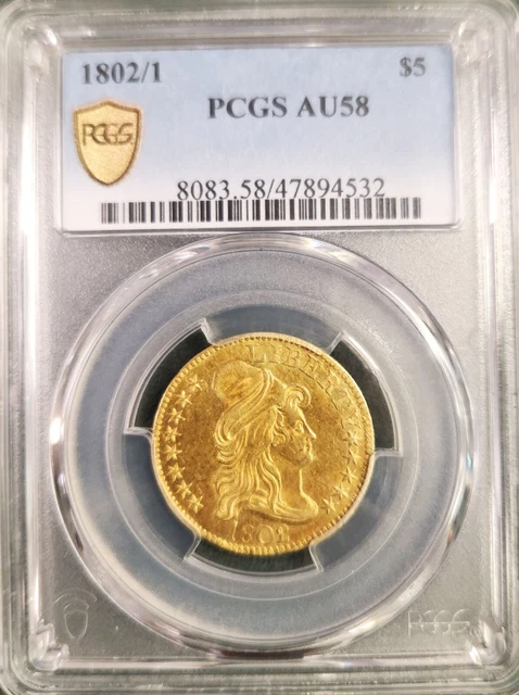 1802/1  $5 Liberty AU58  PCGS Certified United States Gold Coin