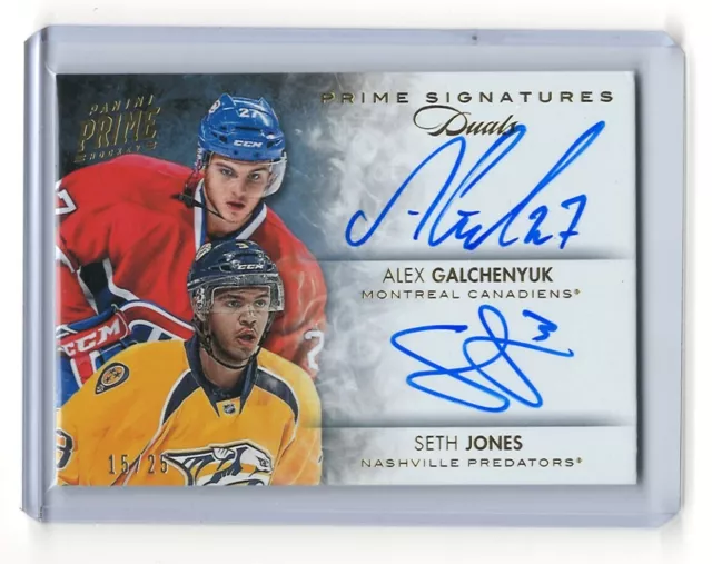 2013/14 Panini Prime Seth Jones Alex Galchenyuk Dual Signatures Auto Gold RC /25