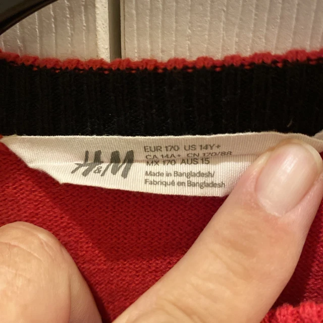 H&M UGLY CHRISTMAS Sweater Youth 14 Red Reindeer Bad Good Mugshot £10. ...