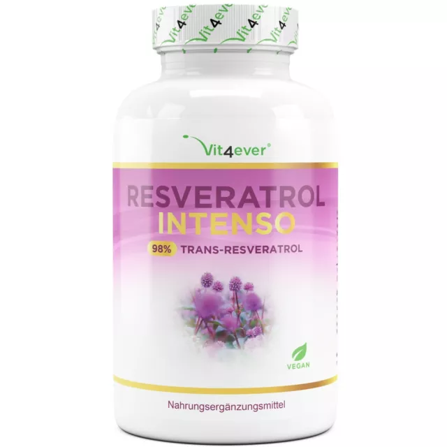 Resveratrol - 60 Kapseln (Vegan) 98% Trans-Resveratrol + Piperin á 500mg