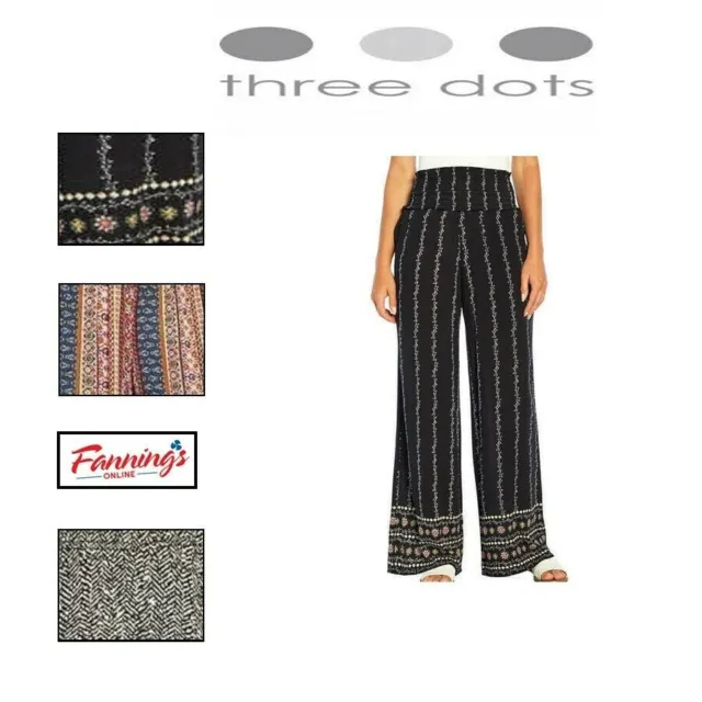 Three Dots Ladies' Printed Palazzo Comfy Casual Pants |E51