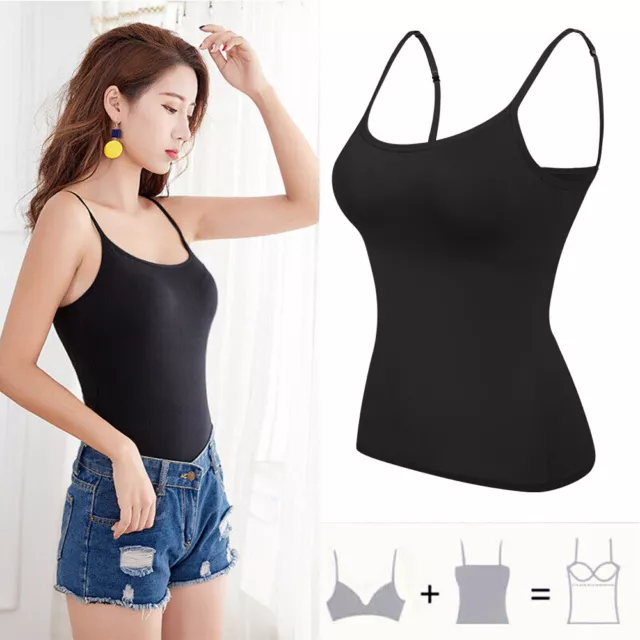 WOMENS TANK TOPS Adjustable Strap Camisole With Built in Padded