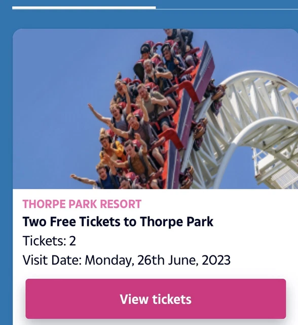 MONDAY 26TH JUNE 2023. Four Thorpe Park Tickets £30.00 PicClick UK