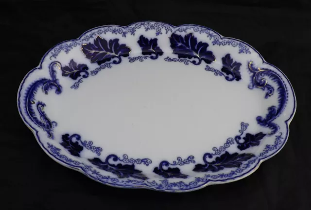 Antique Johnson Brothers England Normandy Flow Blue Oval Platter 16" X 12"