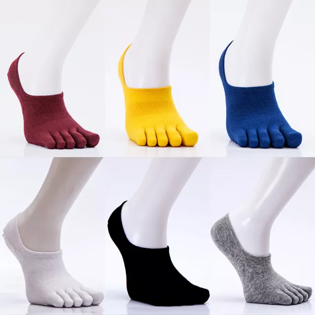 Mens Ankle Five Finger Toe Socks Sport Combed Cotton Low Cut Casual Breathe♡