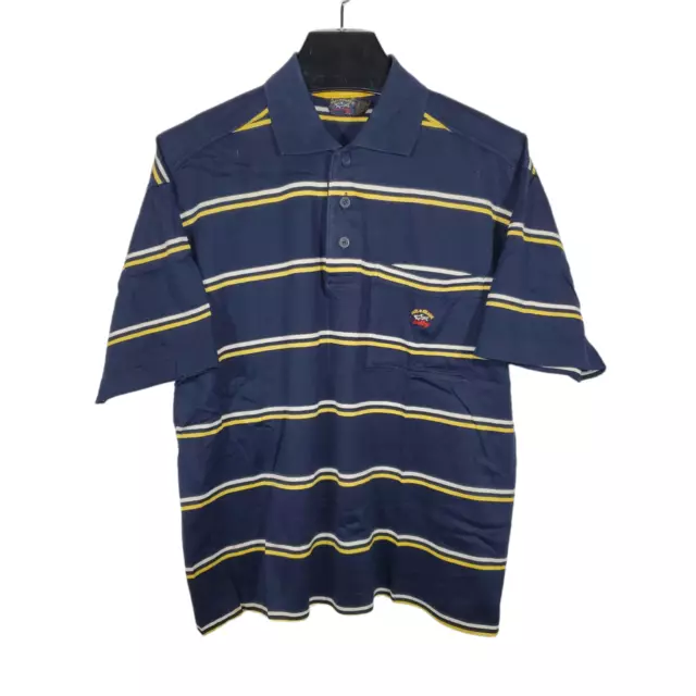 VTG 90s Paul & Shark Yachting Polo Shirt Mens M Navy Nautical Stripes Preppy