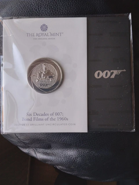 2023 James Bond 007 Six Decades 1960s UK £5 BU Coin in Royal Mint Packaging