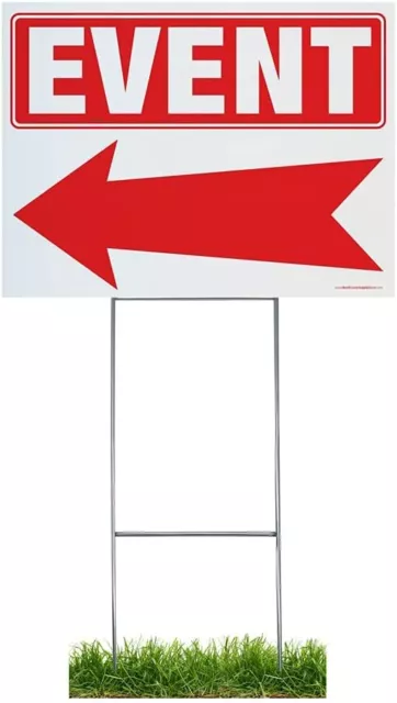 Large Double Sided Event Arrow Yard Sign Complete Kit w/Stake(s)(1,2,3 or 5pk)