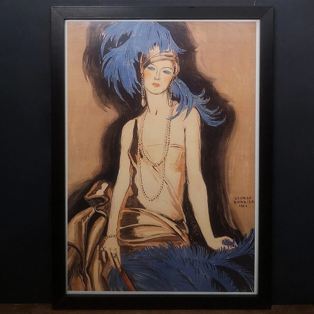George Barbier Framed Art Print Art Deco Illustration Fashion Flapper Wall Used George Barbier Framed Art Print Art Deco Illustration Fashion Flapper Wall Used