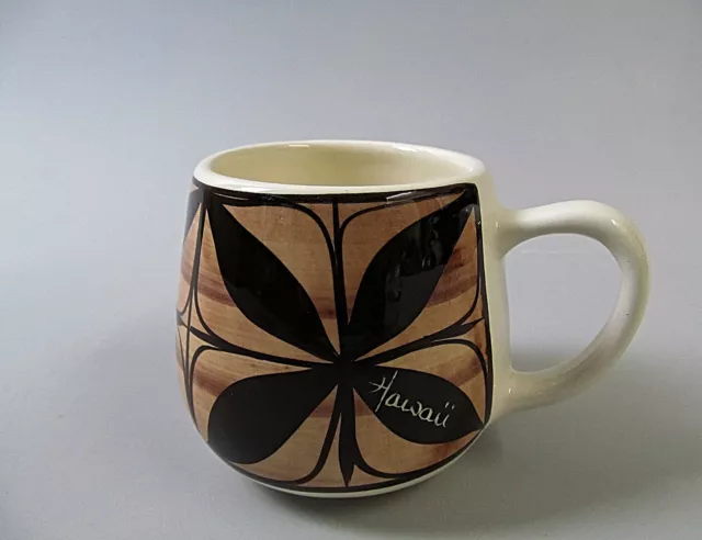 Vtg Pohaku Kiln Hawaii Coffee Mug Hawaiian Flower Handmade Vintage 70s 80s