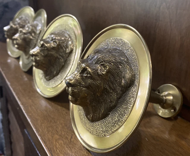 4 vintage india brass lion curtain tie backs