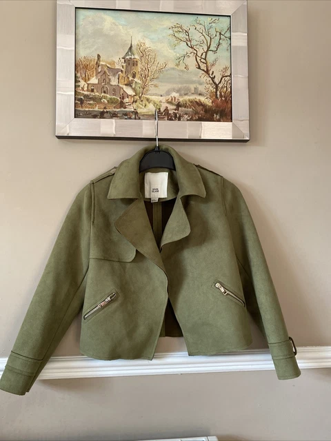 Girls Khaki Faux Suede Jacket Age 5-6 Yrs By River Island