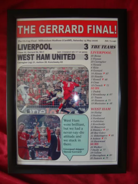 Liverpool 3 West Ham United 3 - 2006 FA Cup final - framed print