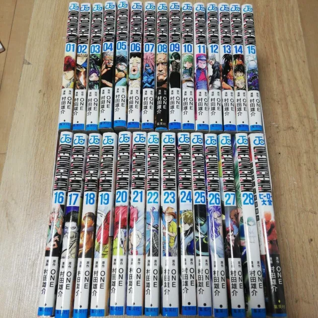 USED One Punch Man Vol.1-24 + Official Fan Book & Sticker 25 Set