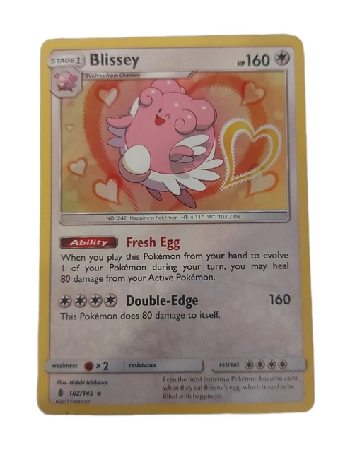 Blissey Pokemon Trading Card, 2017, Happiness Pokemon, No.242, Pre Owned