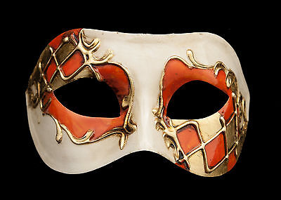 Mask from Venice Colombine Harlequin Orange And Golden For Prom Mask 901 V82