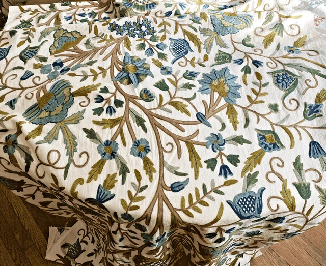 High End Designer Wool Crewel Embroidery Fabric Lee Joffa BTY  WW330