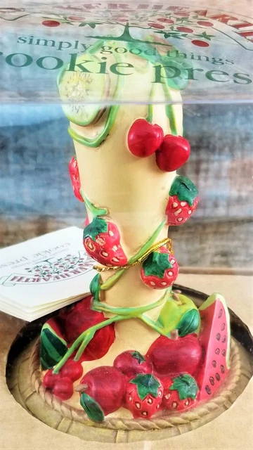 Vintage Wilton Shaker Hearth Cookie Press Terra Cotta Fruit Strawberries Apples