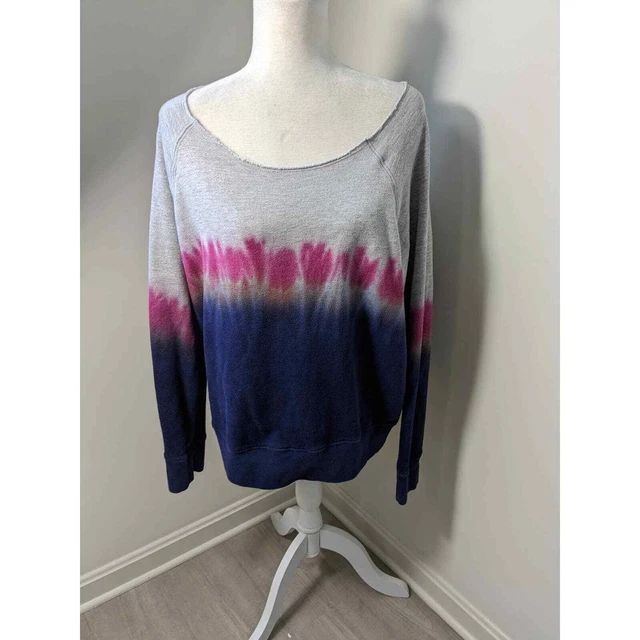 Sundry purple grey fuschia tie dye scoop neck long sleeve sweatshirt top sz 4