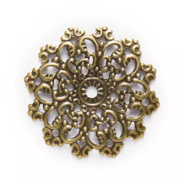 Bronze Tone Filigree Wraps Flower Hollow Findings Connnector Embellishments 47mm