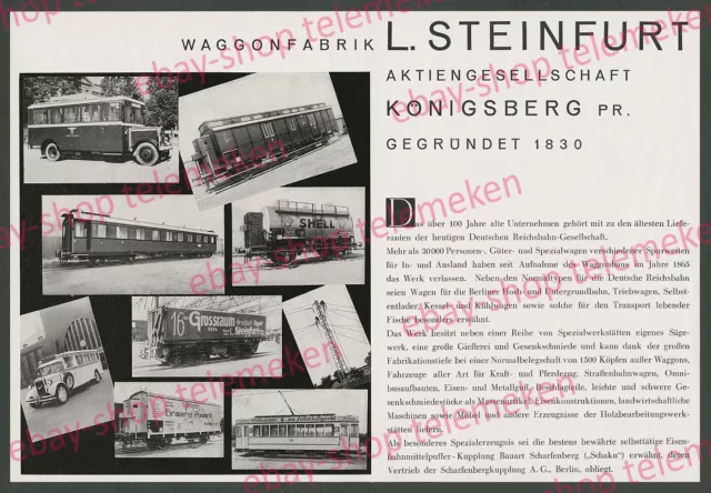 orig. Reklame Steinfurt Königsberg Waggonfabrik Brauerei Ponarth Reichsbahn 1935