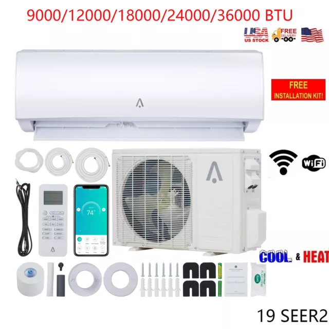 9000/12000/18000/24000/36000BTU Mini Split Air Conditioner Heat Ductless 19 Seer