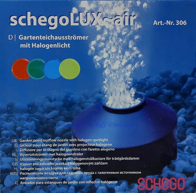 Schego Lux Air Gartenteichausströmer mit Halogenlicht für Gartenteichdurchlüfter