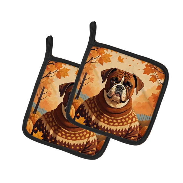 Boxer Fall Pair of Pot Holders DAC1026PTHD