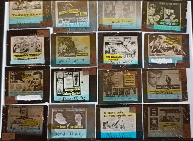 Glass Movie Slides (30 Slides) John Wayne, Kirk Douglas, James Dean, Gary Cooper
