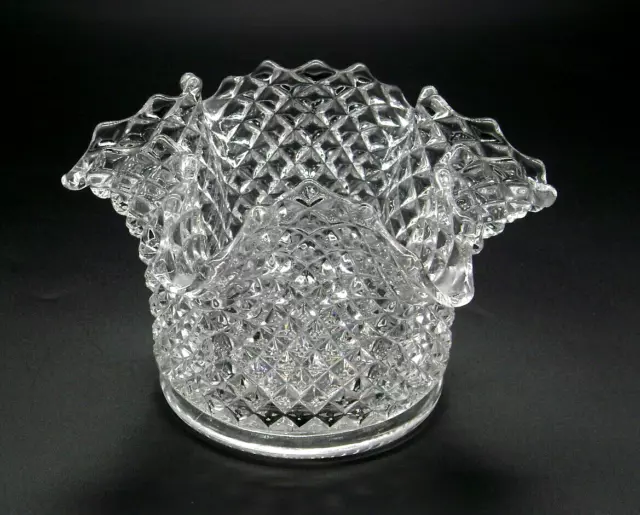 Vintage Westmoreland English Hobnail Crystal Glass Crimped Vase