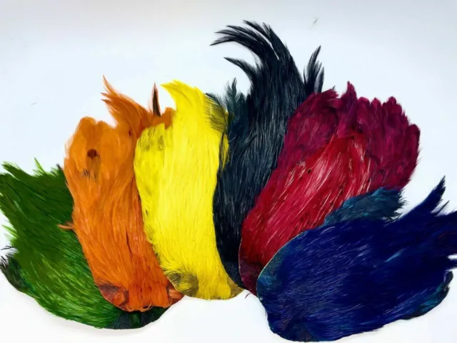 Plume de Cou de Coq Teinte de Montage de Mouches, 6 couleurs, Arts, artisanat