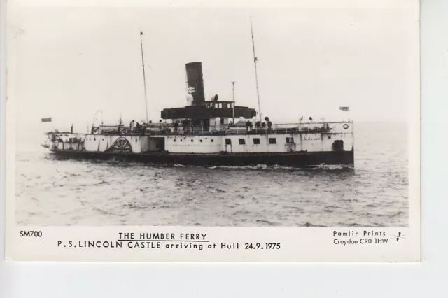 RPPC Paddle Steamer 'Lincoln Castle' on Humber Ferry 1975.