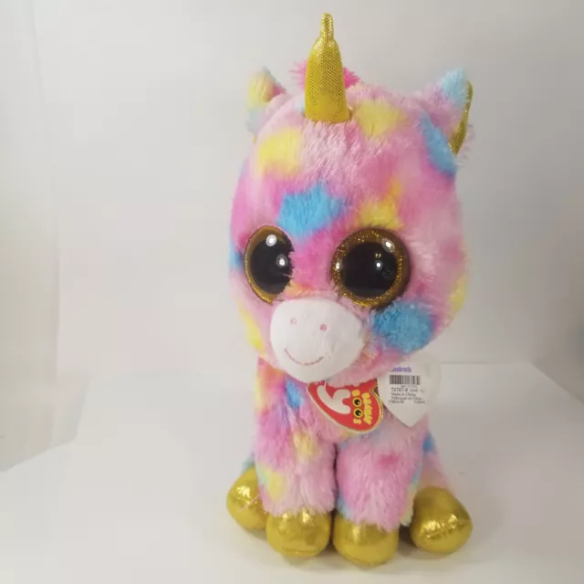 TY Beanie Boos Fantasia 10" Plush Toy Stuffed Animal Unicorn Pink Pastel Glitter