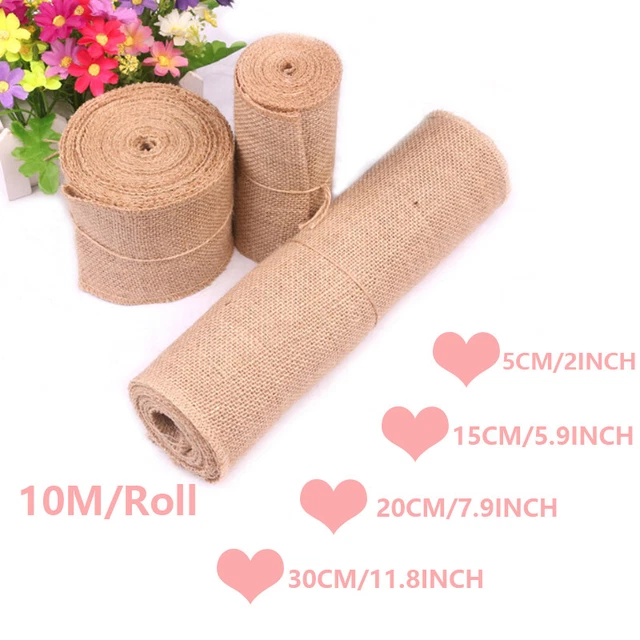 Fabric Hessian Table Runner Chair Sash Burlap Jute Wedding Party Decor 10M Roll