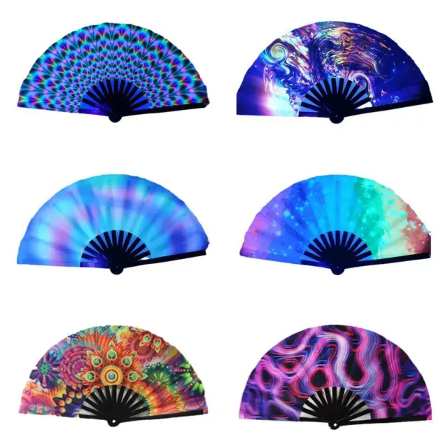 Gradient Colorful Reflective Foldable Fan Soft Fiber Cloth Large Kung Fu Fan  W5