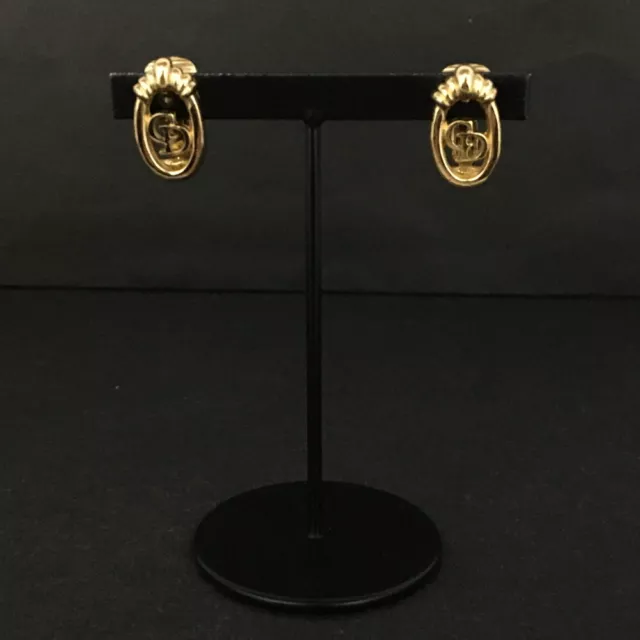 Christian Dior CD Logo Gold Tone Earrings/9X0505
