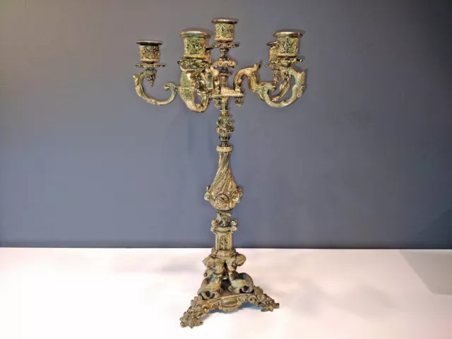 Exceptional Louis XV Antique French Gilt Bronze 6-Branch Candelabra