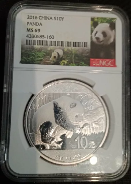 China Fine Silver Coin Ngc Ms 69  Panda 2016 Bu .999 3