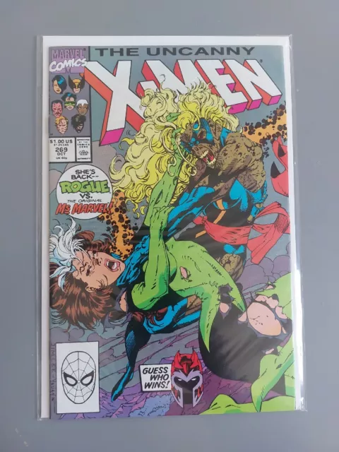 X-Men Uncanny #269 Marvel Comic Jim Lee Art October 1990 Rogue Vs Ms Marvel!!