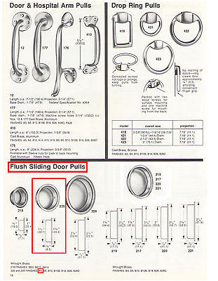 Ives #225B3 Flush Sliding Door Pull, Solid Brass, Polished Finish, 1-1/2" Diam.