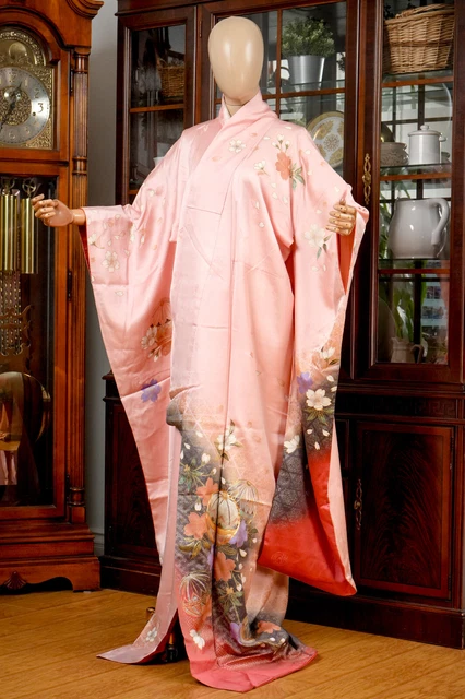 Dear Vanilla Japanese Silk Furisode Kimono Women's Authentic Japan Made Vintage