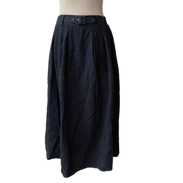 VINTAGE SASSON WOMEN'S Denim Skirt 80s Pockets Belted A-Line Size 10 ...