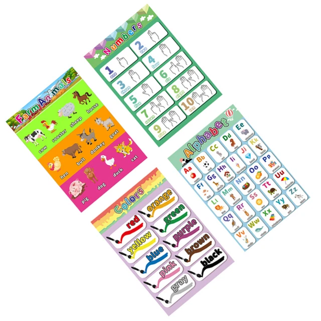 4 Pcs Affiches Éducatives Pour Le Préscolaire Affiche D'apprentissage Lettre