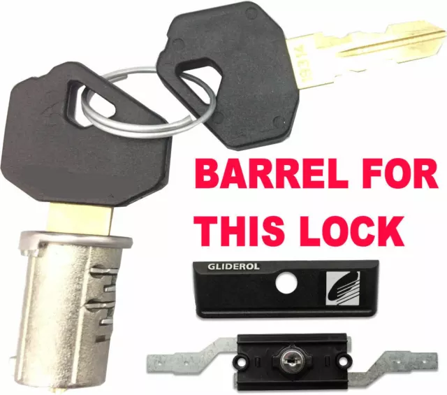 GLIDEROL Garage Roller Shutter Door Lock BARREL & 2 Keys 5" NEW STYLE version