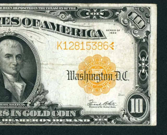 $10 1922 Gold Certificate ** Daily Currency Auctions ** Combine Shipping