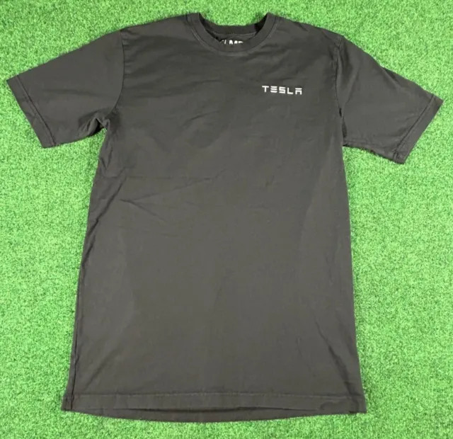 Tesla Logo Graphic Crewneck Short Sleeve Black Tee Shirt Mens Size Medium