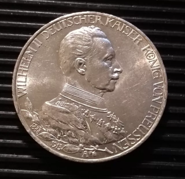 Kaiserreich, Preußen, 3 Mark 1913, Wilhelm II, vorzüglich-stempelglanz, Silber