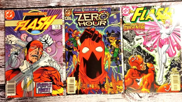 Lot of 3 Comic Books Featuring The Flash. DC Comics 1987-2001. All Newsstands.